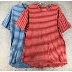 LuLaRoe T-Shirts Men's XL Blue‎ and Red Stripe Short Sleeve Casual  Lot of 2